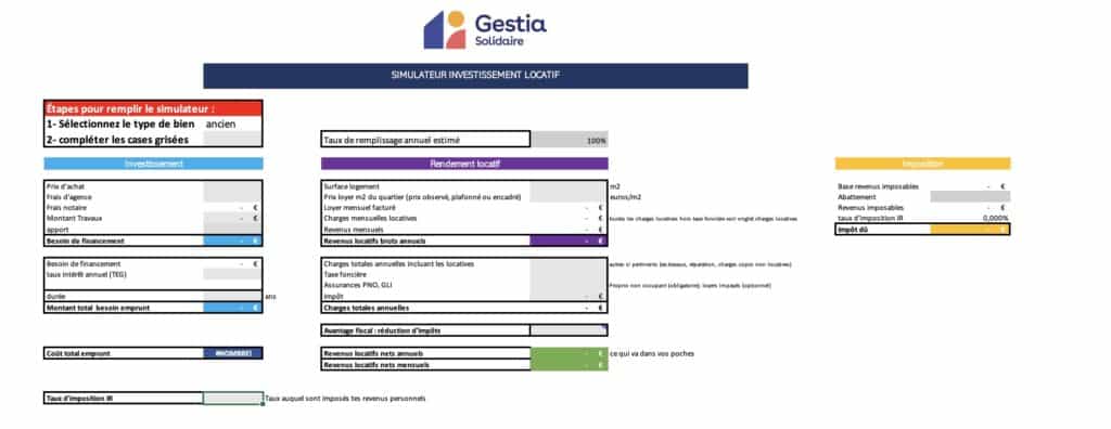 capture tableau Excel Gestia solidaire simulateur locatif