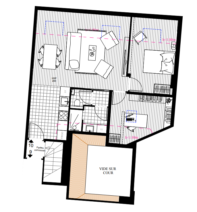 plan d'un T3 de la résidence à Metz commercialisée par GESTIA Solidaire sour le dispositif Malraux