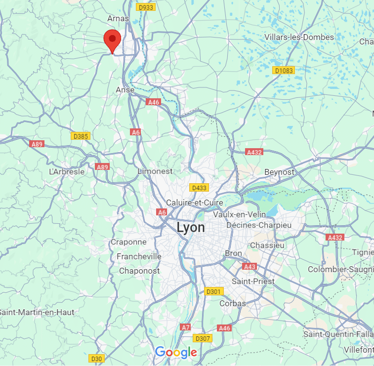 carte avec la situation ville de Gleizé dans le Rhône (département 69)